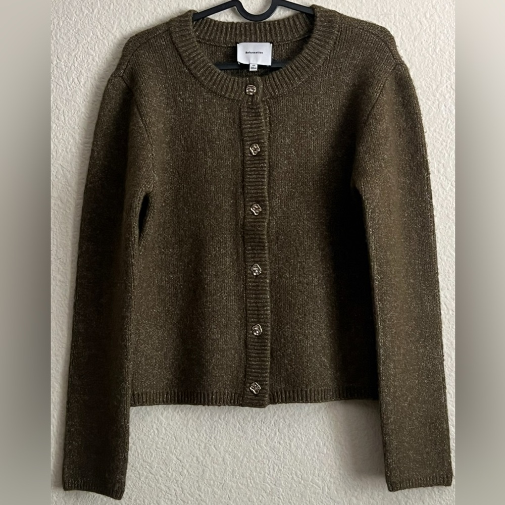 Reformation Olive Green Knit Cardigan - Picture 6 of 10